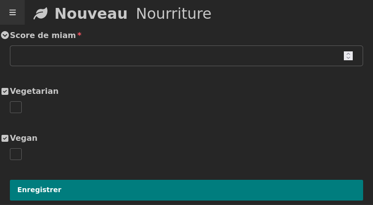 Food ModelAdmin Default