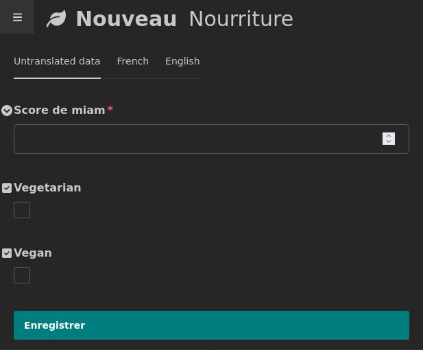 Food ModelAdmin Auto - Tab unstranslated data